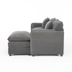 Modular Sectional Sofa Grey with Ottoman for Living Room.