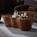 Brown Fiberglass Coffee Table - 50 Inch Unique Shape.