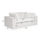 Modular Sectional Sofa - White Plush Corduroy Fabric.