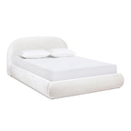 Archie Puffy Upholstered Platform Bed, Queen, Almond White.