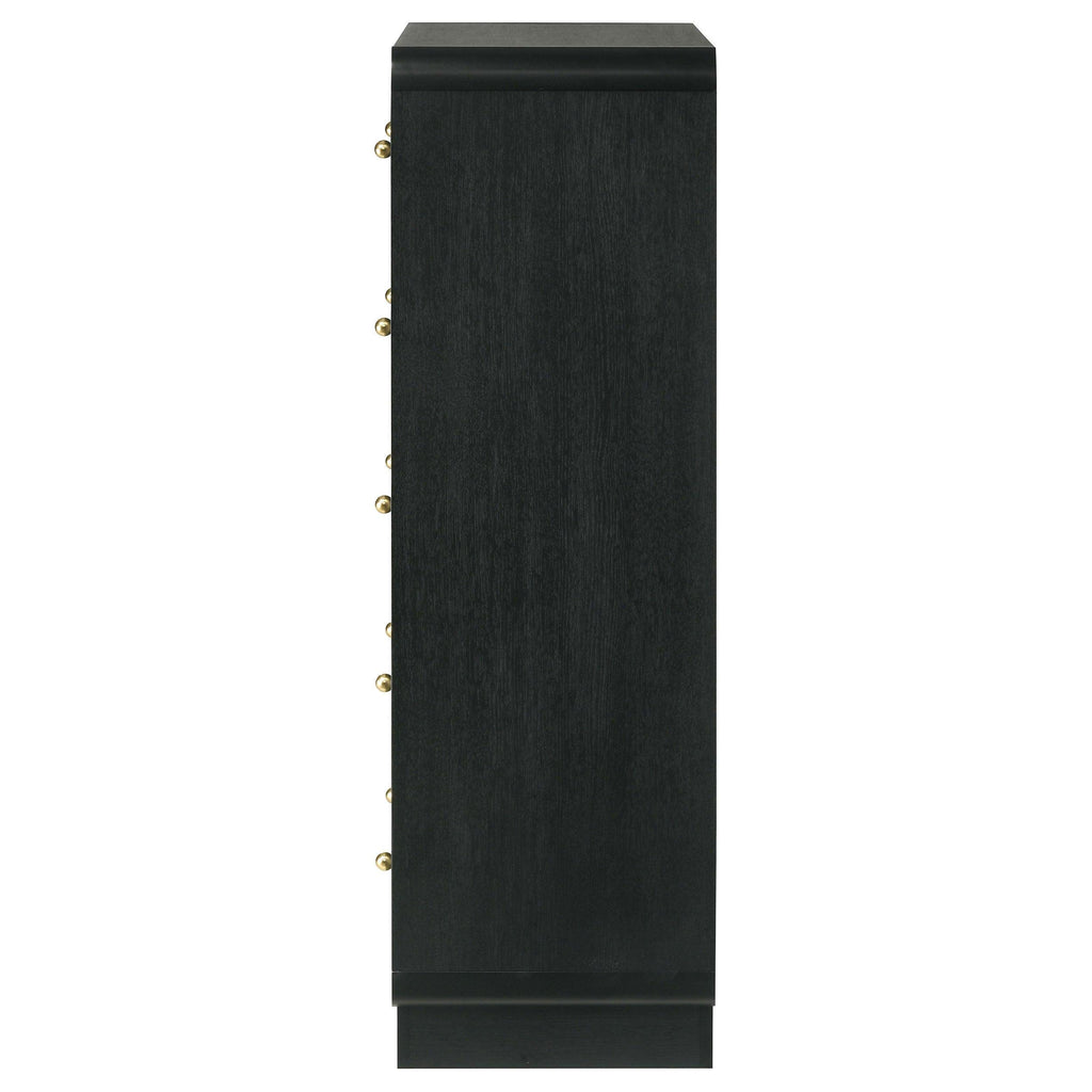 Burton Black 5-Drawer Chest of Drawers for Bedroom Storage.