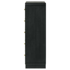 Burton Black 5-Drawer Chest of Drawers for Bedroom Storage.