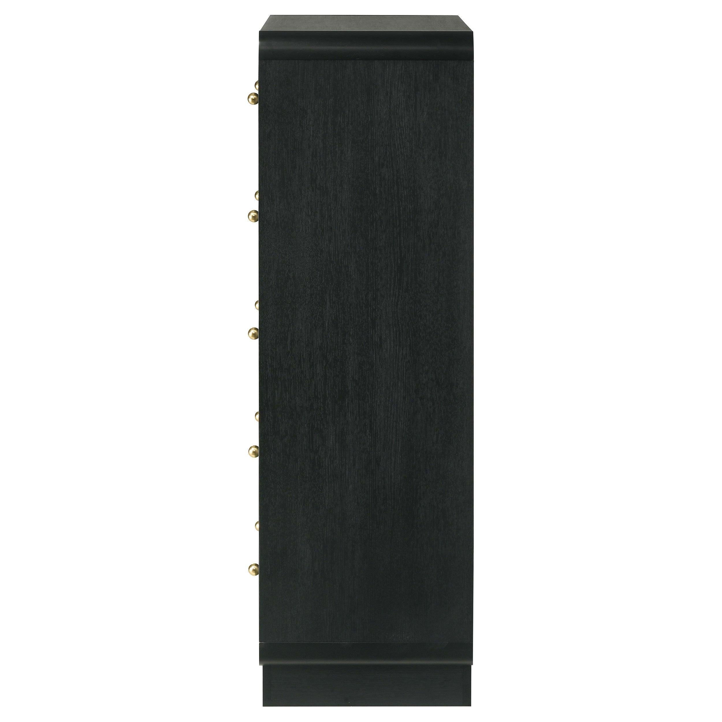 Burton Black 5-Drawer Chest of Drawers for Bedroom Storage.