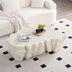 Sturdy Unique Shape Coffee Table - Beige Fiberglass Design.