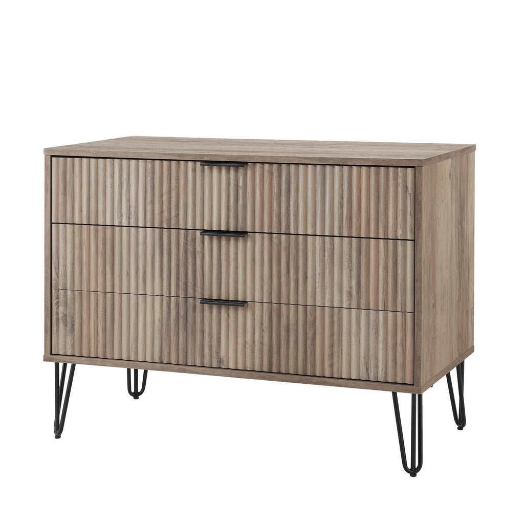 Dumbo 35' Fluted Dresser in Rustic Gray (3-Drawer).