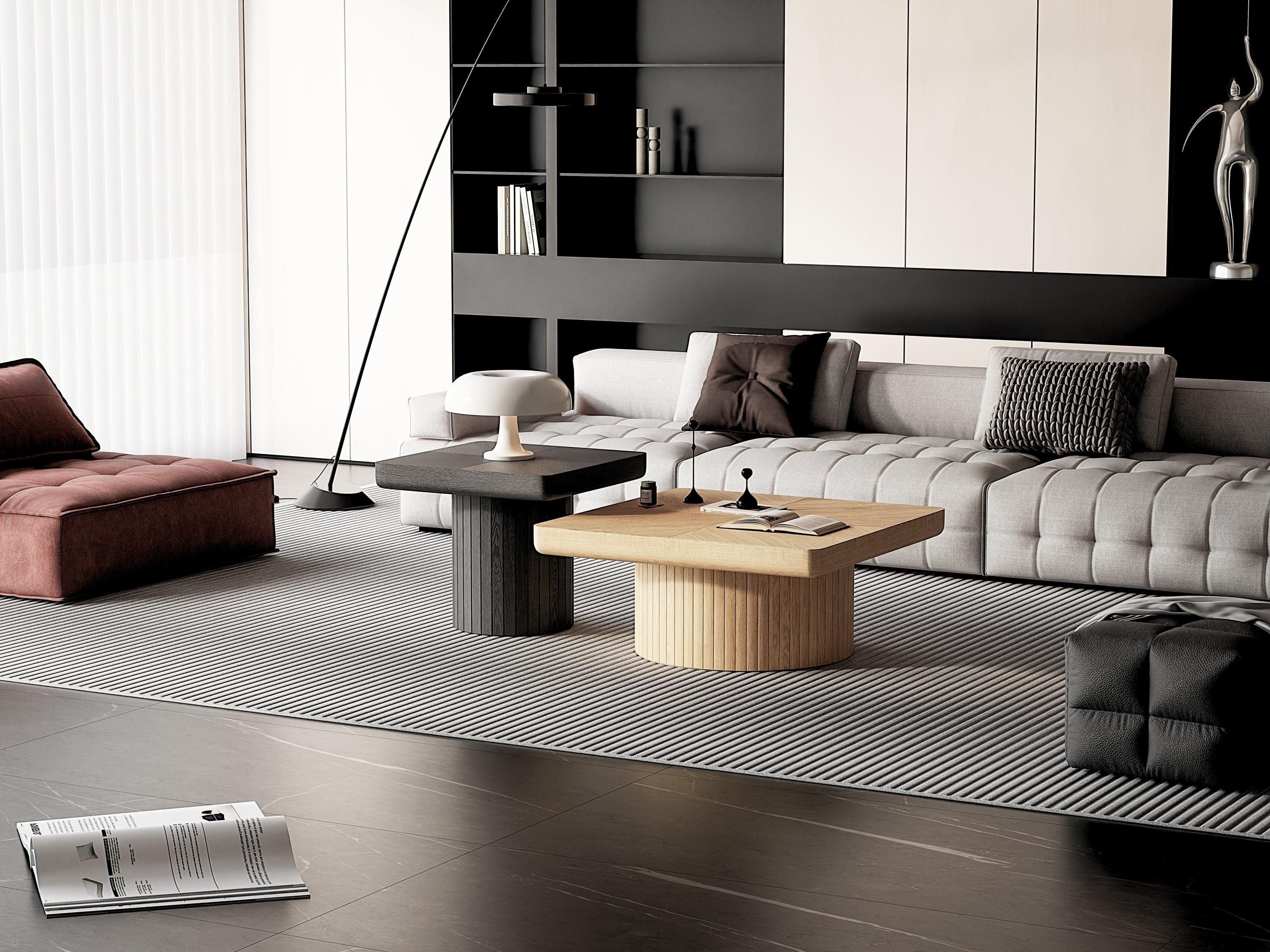 Modern Wood Nesting Coffee Table Set for Living Room.