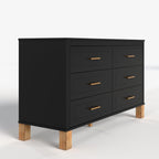 Modern 6-Drawer Dresser with Metal Handles.