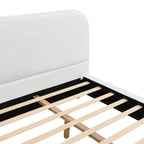 King Size Fabric Upholstered Bed Frame with Rubber Wood Legs.