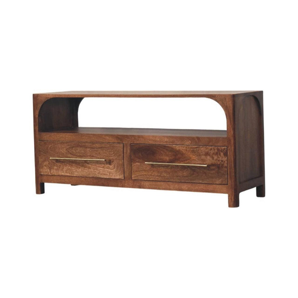 Solid Wood Arc-Line Media Console - Solid Wood Media Console.
