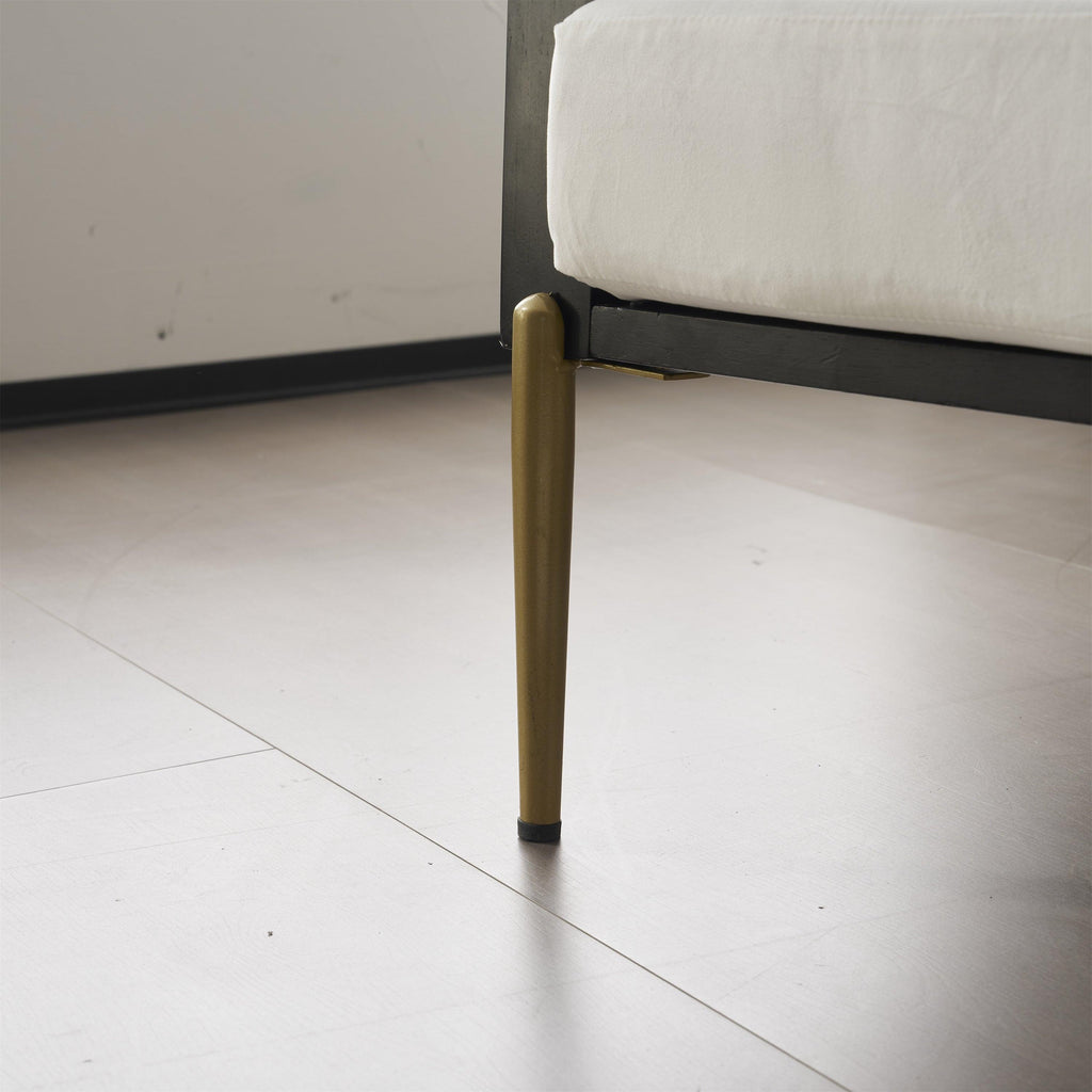 Mid-Century Modern Armchair - White Velvet and Gold Legs.
