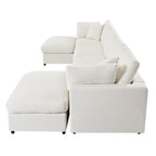 Side profile of U_STYLE U-shaped sectional sofa with 2 ottomans, emphasizing deep seating and supportive back cushions.