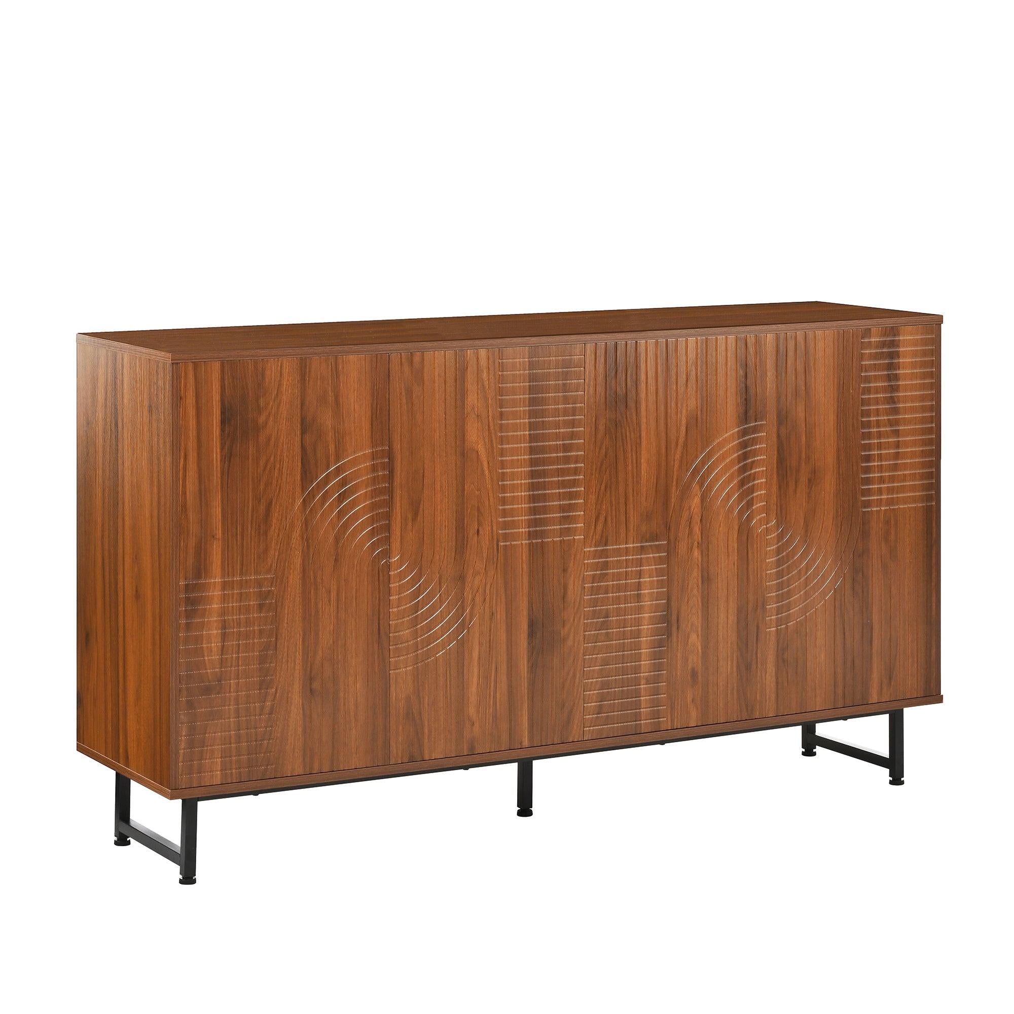 Walnut Mid-Century Modern Sideboard Buffet Cabinet.