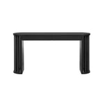 U_Style 59-inch Long Console Table,Oak Veneer Sofa Table,Curved and Straight Line Design,Behind the Couch, Farmhouse Entryway Table for Entrance, Hallway, Living Room (Black)