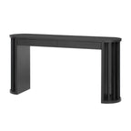 U_Style 59-inch Long Console Table,Oak Veneer Sofa Table,Curved and Straight Line Design,Behind the Couch, Farmhouse Entryway Table for Entrance, Hallway, Living Room (Black)