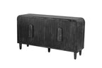 59 Inch Farmhouse Curved Vintage Sideboard in Antique Black.