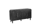 59 Inch Farmhouse Curved Vintage Sideboard in Antique Black.