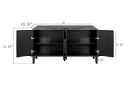 59 Inch Farmhouse Curved Vintage Sideboard in Antique Black.