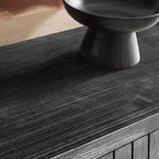 59 Inch Farmhouse Curved Vintage Sideboard in Antique Black.