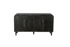 59 Inch Farmhouse Curved Vintage Sideboard in Antique Black.