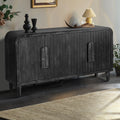 59 Inch Farmhouse Curved Vintage Sideboard in Antique Black.