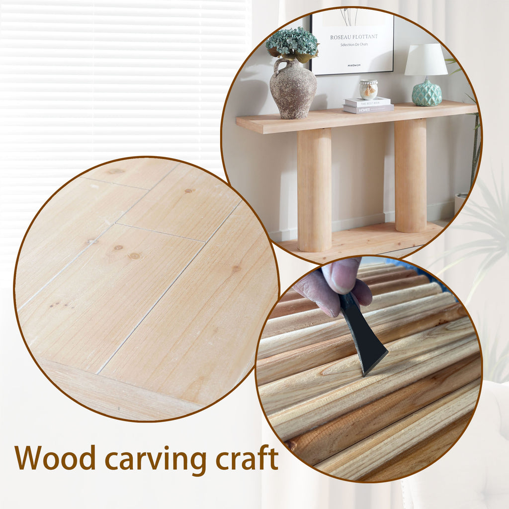 59in Modern Minimalist Wooden Console Table with Column Pedestal Design – Elegant Decorative Accent for Entryway, Living Room, and Hallway