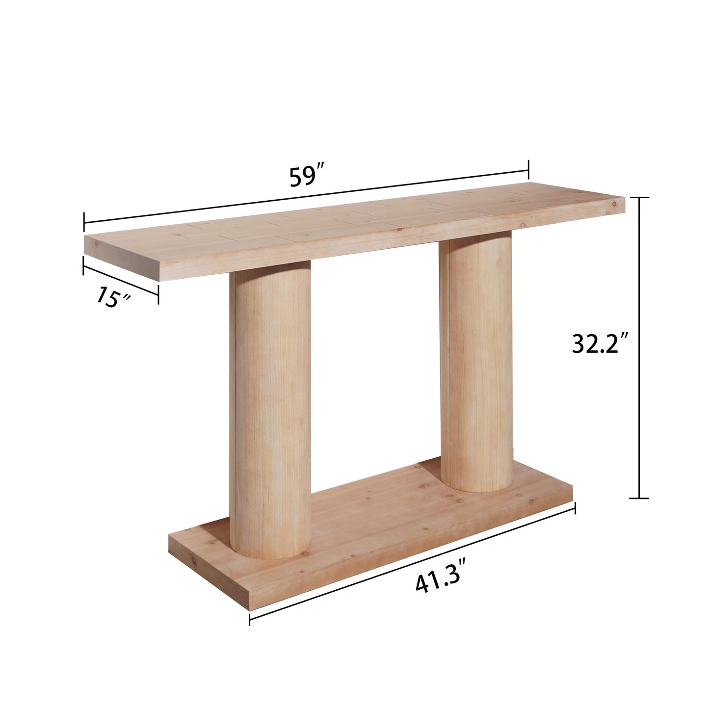 59in Modern Minimalist Wooden Console Table with Column Pedestal Design – Elegant Decorative Accent for Entryway, Living Room, and Hallway