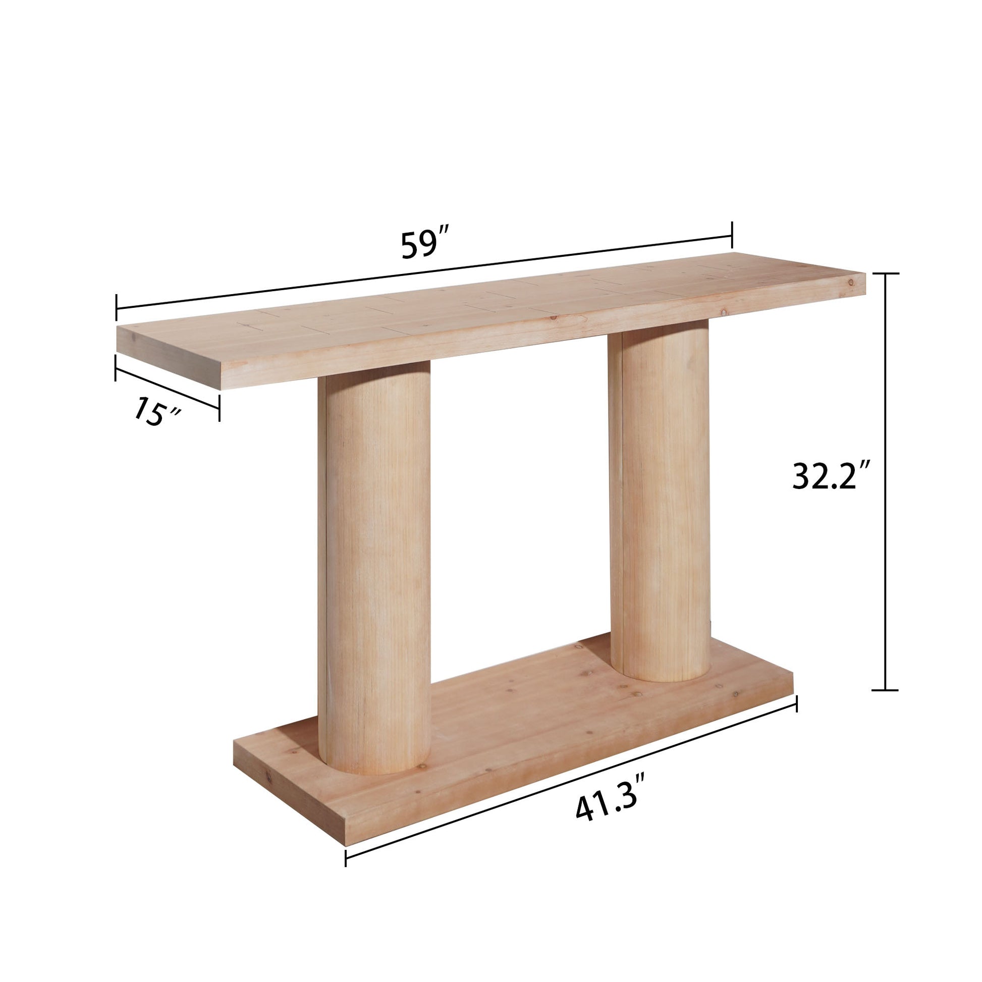59in Modern Minimalist Wooden Console Table with Column Pedestal Design – Elegant Decorative Accent for Entryway, Living Room, and Hallway