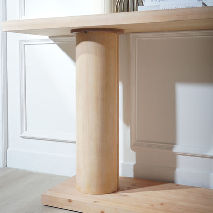 59in Modern Minimalist Wooden Console Table with Column Pedestal Design – Elegant Decorative Accent for Entryway, Living Room, and Hallway