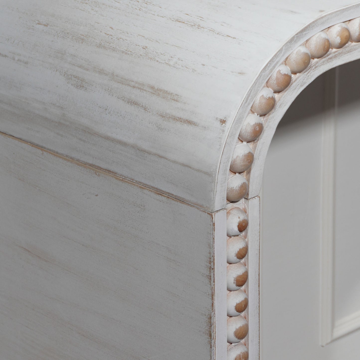 Washed white Console Table, 59in Entryway Table, Curved Waterfall-style Table,Console table with wood beads,Entrance Table for Entryway, Hallway, Living Room, Foyer, Corridor, Office