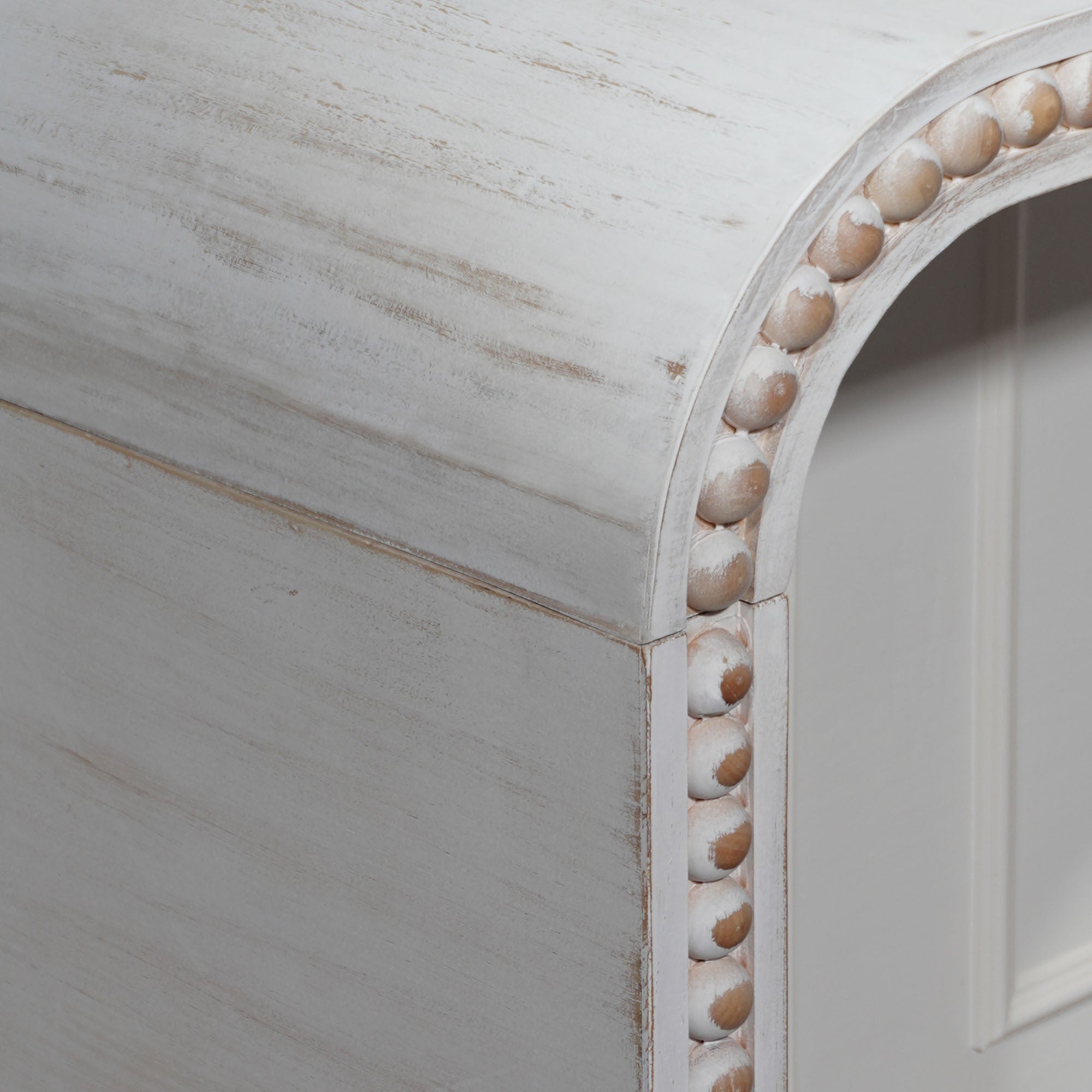 Washed white Console Table, 59in Entryway Table, Curved Waterfall-style Table,Console table with wood beads,Entrance Table for Entryway, Hallway, Living Room, Foyer, Corridor, Office