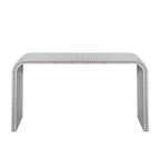 Washed white Console Table, 59in Entryway Table, Curved Waterfall-style Table,Console table with wood beads,Entrance Table for Entryway, Hallway, Living Room, Foyer, Corridor, Office