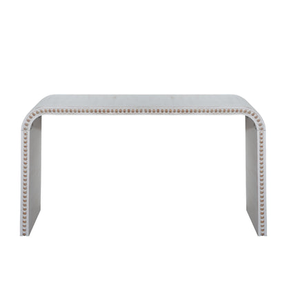Washed white Console Table, 59in Entryway Table, Curved Waterfall-style Table,Console table with wood beads,Entrance Table for Entryway, Hallway, Living Room, Foyer, Corridor, Office