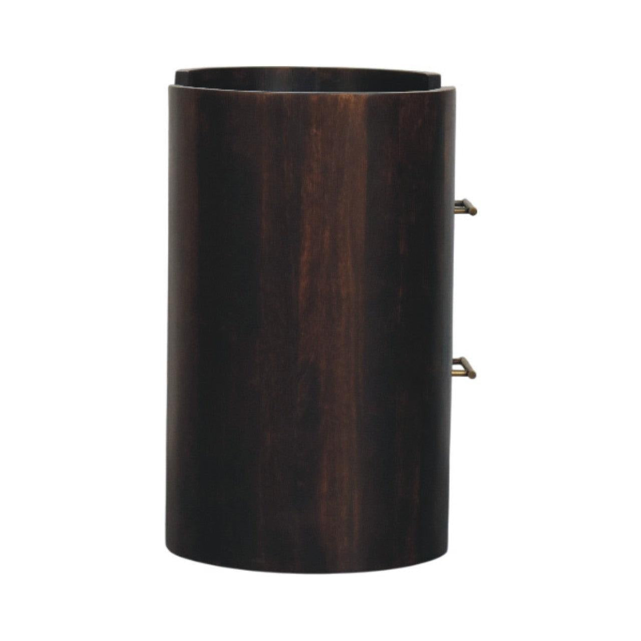 Artisan Solid Wood Velvet Mocha Bedside Table.