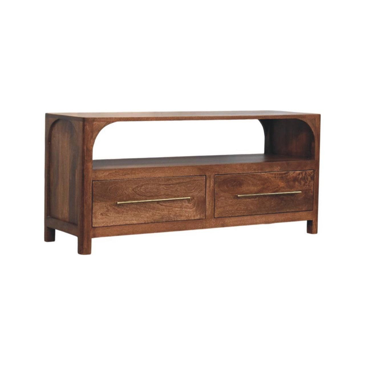Solid Wood Arc-Line Media Console - Solid Wood Media Console.