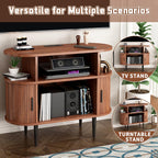 Mid Century Modern Record Player Stand with Charging Station.