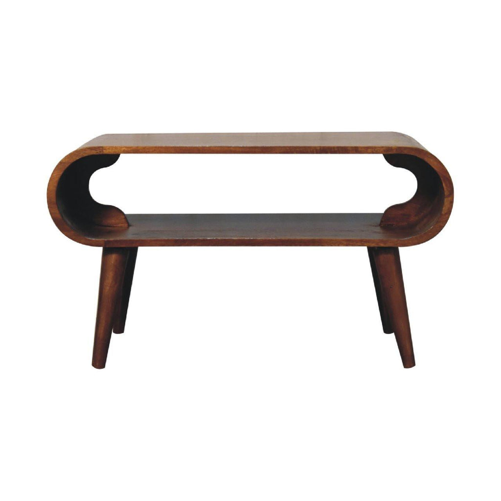 Open Chestnut Coffee Table, Nordic Legs, Dark Brown.
