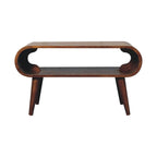 Open Chestnut Coffee Table, Nordic Legs, Dark Brown.