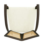 Underside view of Mid Century Dining Chair with Rattan Back, showing seat construction and frame support.