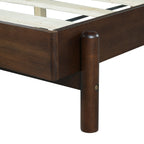 King Bed Frame with Headboard - Rubber Wood Platform Design.