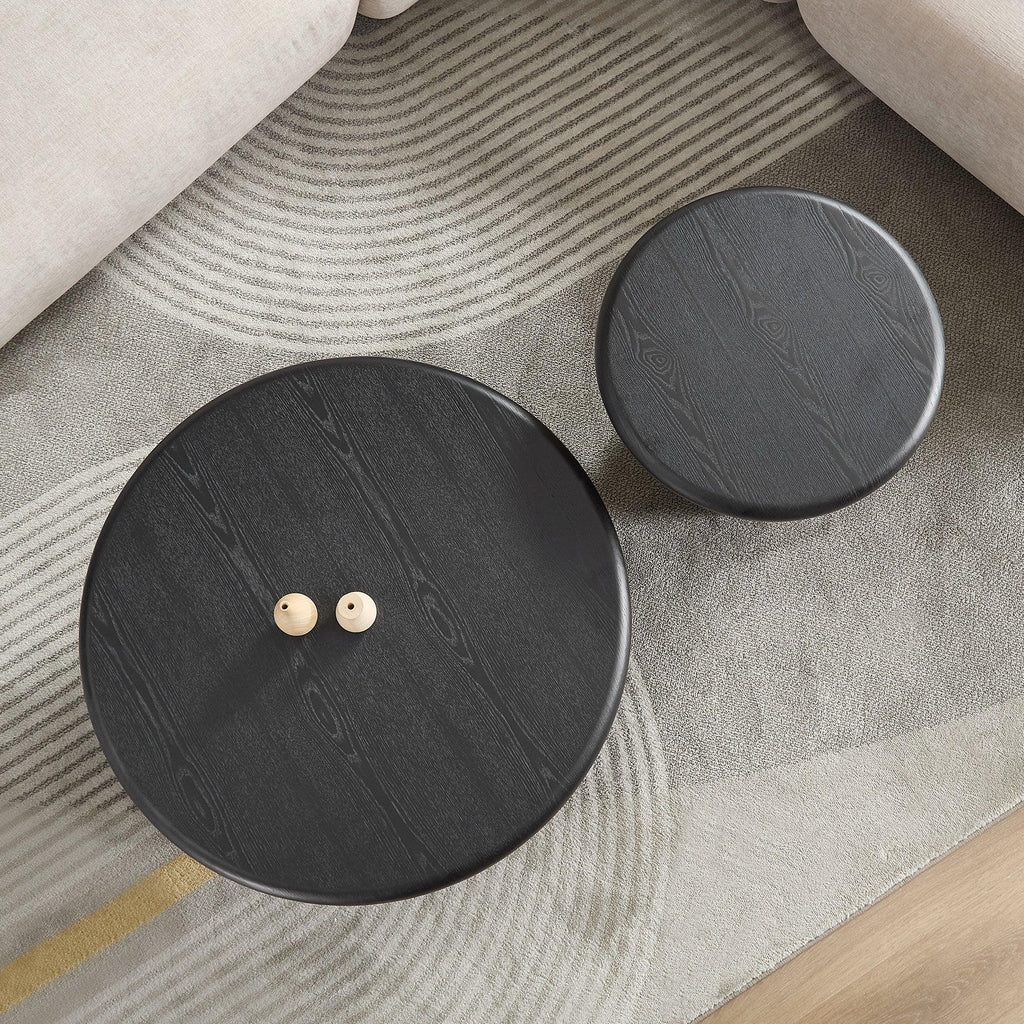 2-Piece Modern Round Coffee Table Set - Easy Assembly.