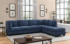 120-Inch Dark Blue Polyester Modular Sectional Sofa with 6 Seats
