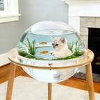 Clear Acrylic Cat Cave House with Wooden Base - 24 Inch