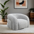 Swivel Chair Gray - Contemporary Style with 360° curved back in a modern living room, featuring plush upholstery and rounded design.
