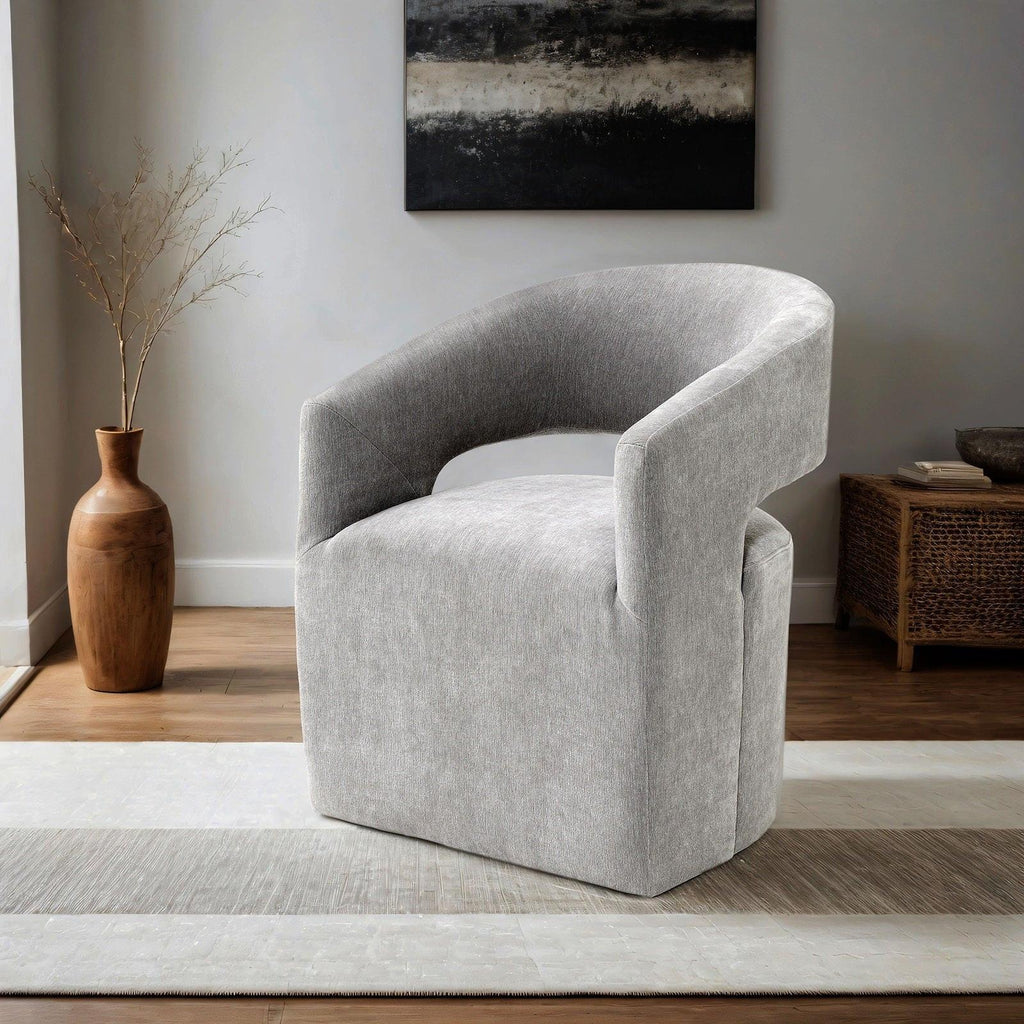 Contemporary Gray Arm Chair with Casters.