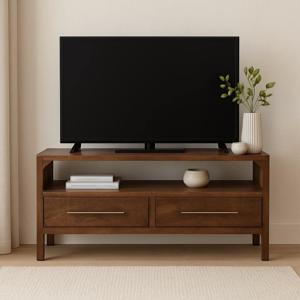 Solid Wood Arc-Line Media Console - Solid Wood Media Console.