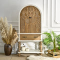 Arched Flower Carved Door Cabinet - Elegant Wooden Sideboard.