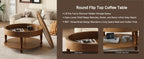 Coffee Table with Dual Storage for Living Room, 31.5' Modern Round Coffee Table with Storage and Hidden Compartment, Adjustable Leveling Feet, Easy Assembly (Walnut).
