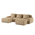 Angled view of the Modern Modular U-Shaped Sofa with extended seating, showing its modular flexibility and plush flannelette texture.