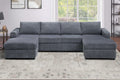 Dark Gray U-Shaped Sectional Set for Comfortable Living Space.