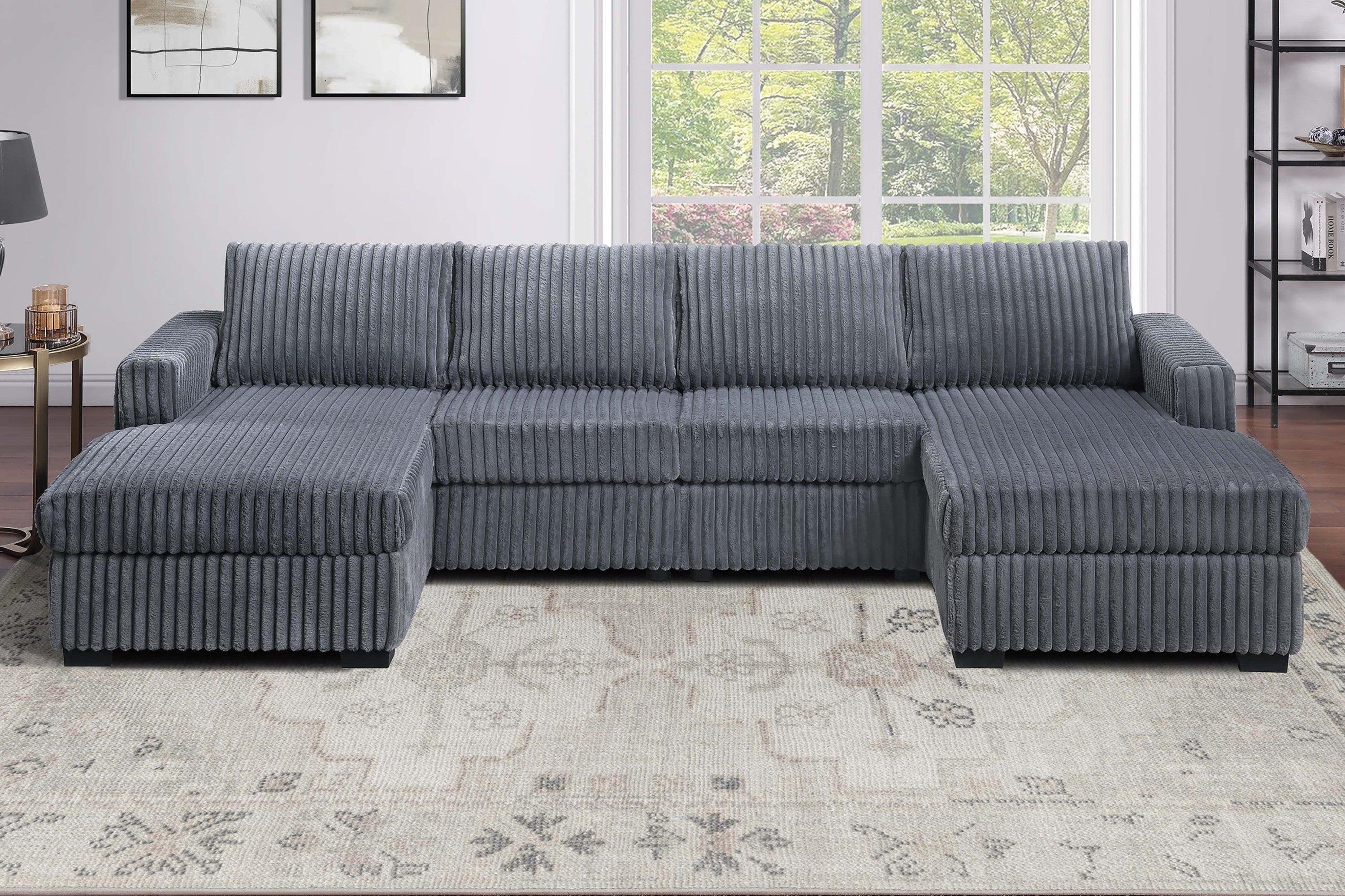 Dark Gray U-Shaped Sectional Set for Comfortable Living Space.